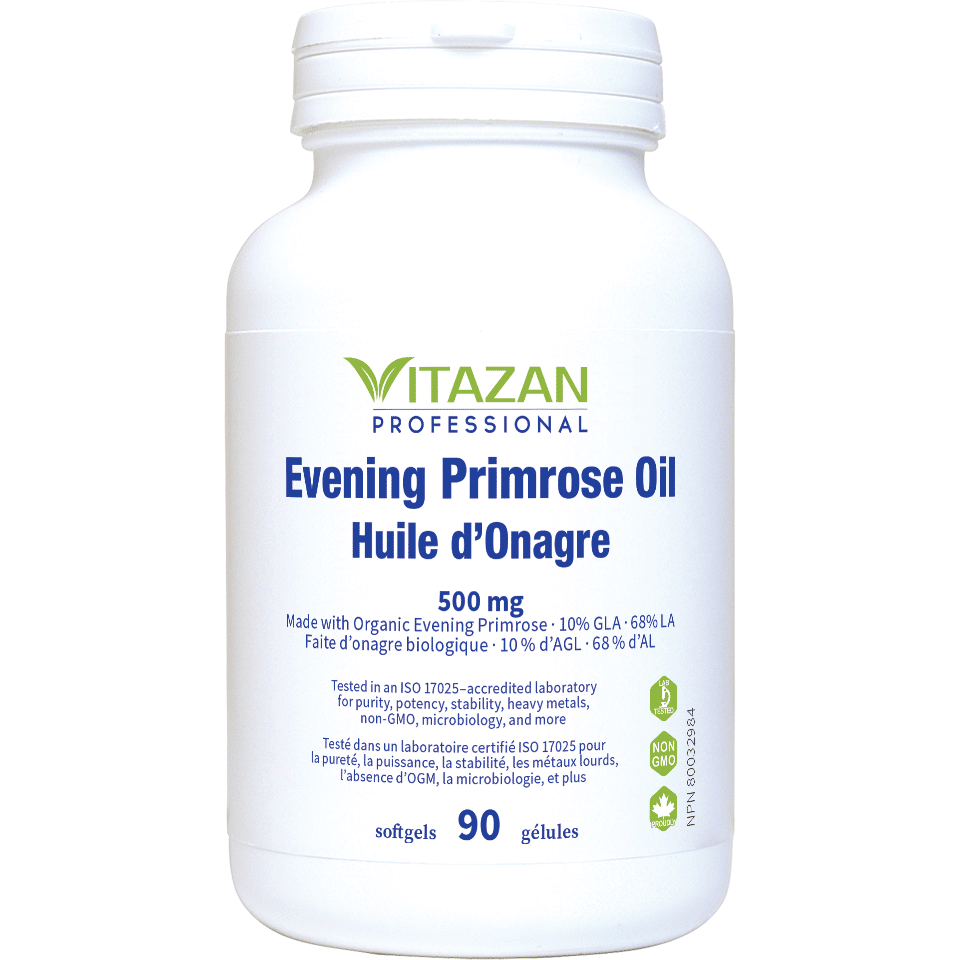 Certified Organic Evening Primrose Oil 500mg, 90 Softgels, Vitazan