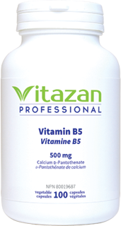 Vitamin B5 Calcium d Pantothenate 500mg, 100 Caps, Vitazan