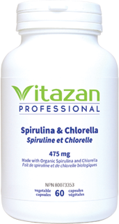 Spirulina and Chlorella Certified Organic 475mg, 60 Veg Caps, Vitazan