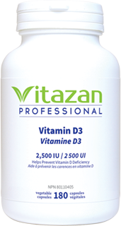 Vitamin D3 2500IU, 180 Veg Caps, Vitazan