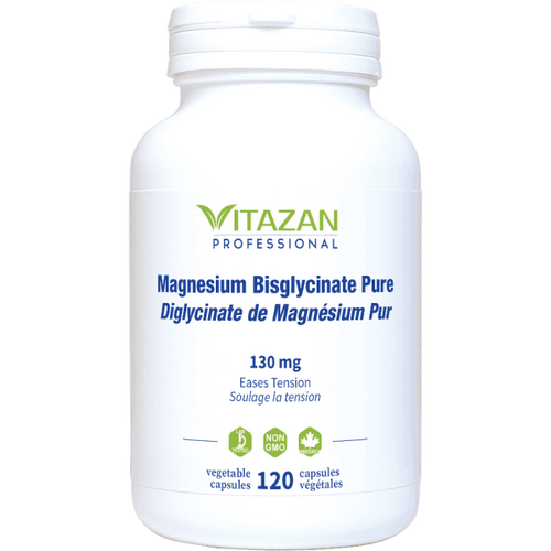 Magnesium Bisglycinate Pure 130mg, 60 &120 Veg Caps, Vitazan