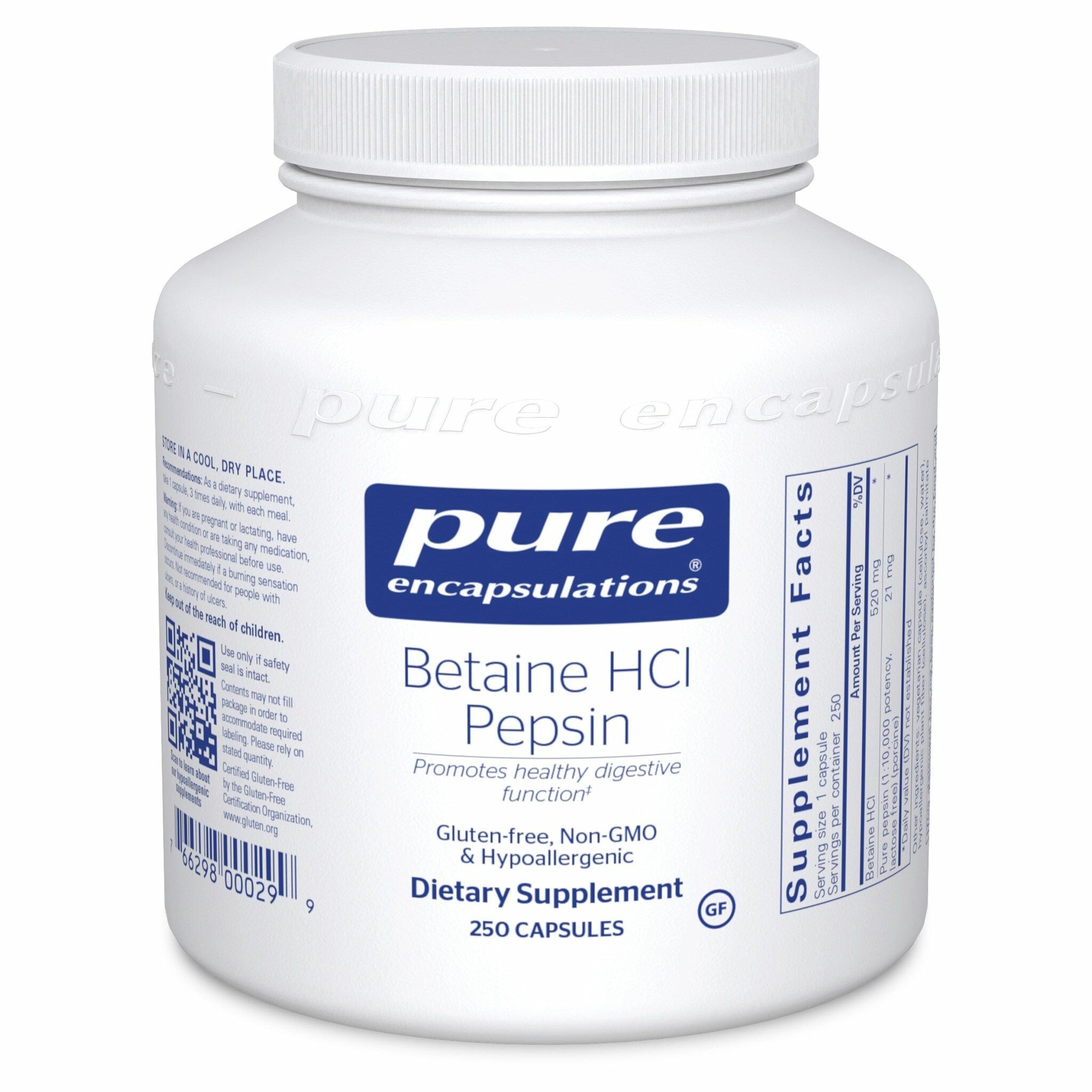 Betaine HCl Pepsin, 250 Veg Caps